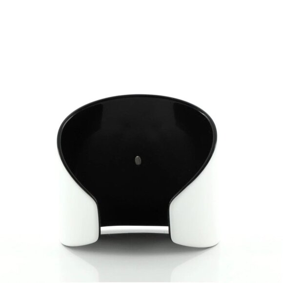 Authentic CHANEL CC Cuff Logo 05V Vintage Bracelet Bangle Black White Wide - Picture 6 of 8